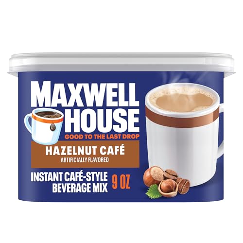 Maxwell House International Hazelnut Cafe Instant Beverage Mix, Cafe-Style Quick Coffee, 9 oz Canister, Kosher Dairy