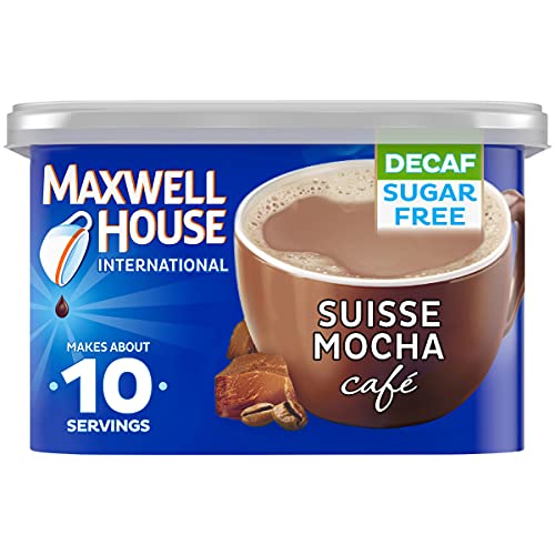 Maxwell House International Suisse Mocha Sugar Free Instant Coffee Drink Mix, Naturally Decaffeinated, 4 oz Canister